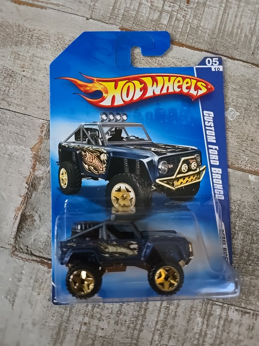 2009 Hot Wheels Rebel Rides Custom Ford Bronco Blue #141 Mainline