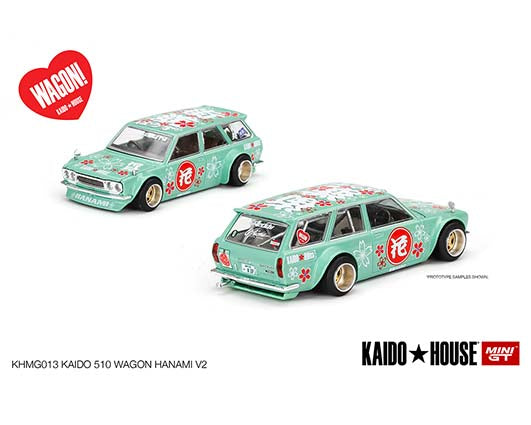 Kaido House x Mini GT 1:64 Datsun Kaido 510 Wagon Hanami V1 Verde Edición Limitada