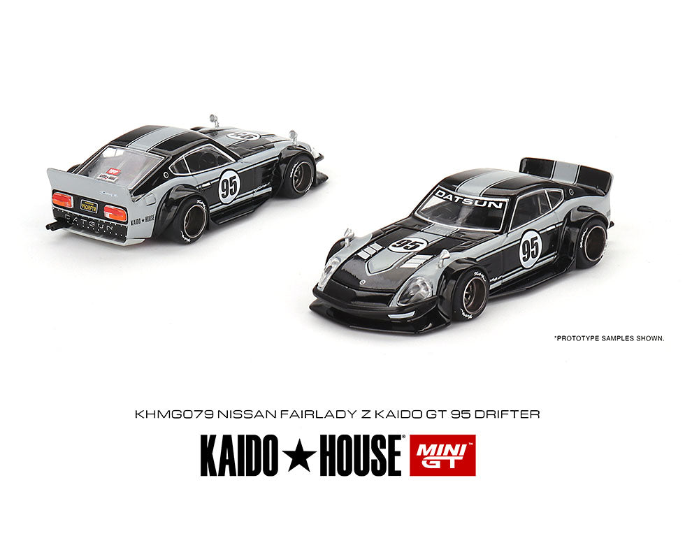 Kaido House x Mini GT 1:64 Nissan Fairlady Z Kaido GT 95 Drifter V1 – Negro Gris – Edición limitada