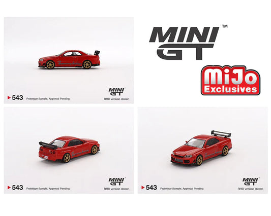 Nissan Skyline GT-R (R34) Tommykaira R RZ Edition Rojo Mini GT Mijo Exclusivo