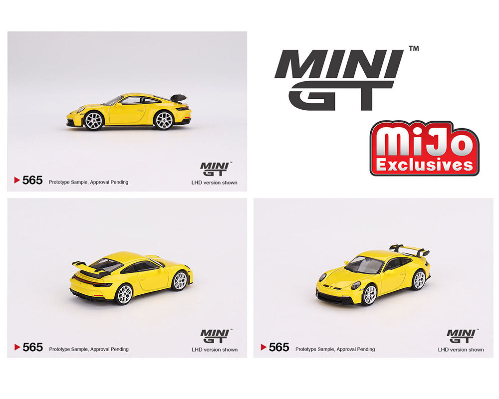 Mini GT 1:64 Porsche 911 (992) GT3 – Amarillo de carreras