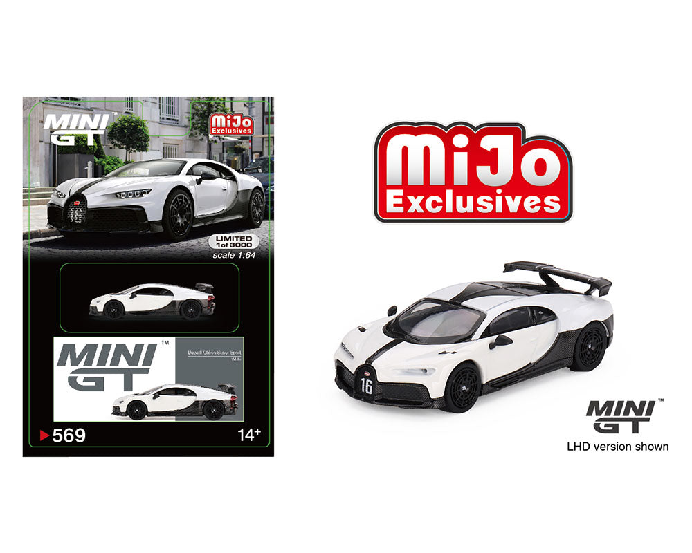 Mini GT 1:64 Bugatti Chiron Pur Sport – Blanco – Exclusivos Mijo