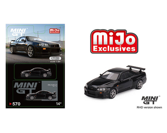 Mini GT 1:64 Nissan Skyline GT-R (R34) V-Spec – Negro Perla