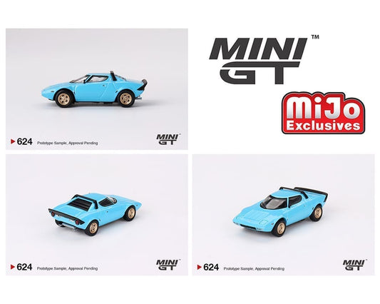 Mini GT 1:64 Lancia Stratos HF Stradale – Azzuro Chiaro – MiJo Exclusives