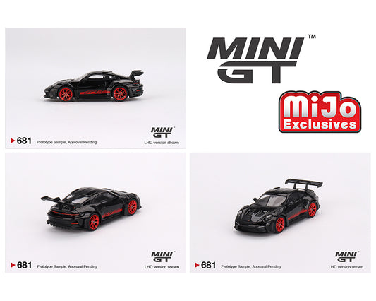 Mini GT 1:64 Porsche 911 (992) GT3 RS – Black with Pyro Red