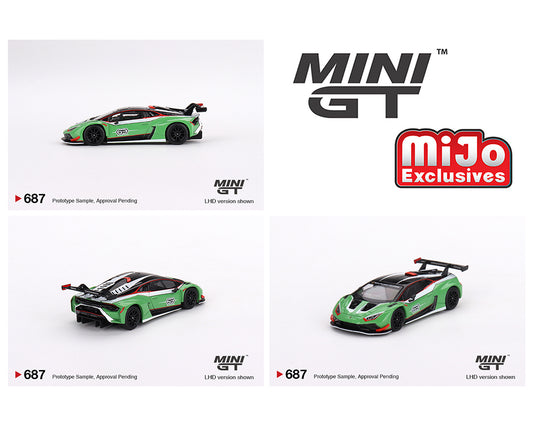 Mini GT 1:64 Lamborghini Huracan GT3 EVO2 Presentation Green