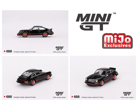 Mini GT 1:64 Porsche 911 Carrera RS 2.7 Black with Red Livery – MiJo Exclusives