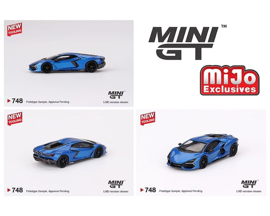 Mini GT 1:64 Lamborghini Revuelto – Blu Eleos – MiJo Exclusives