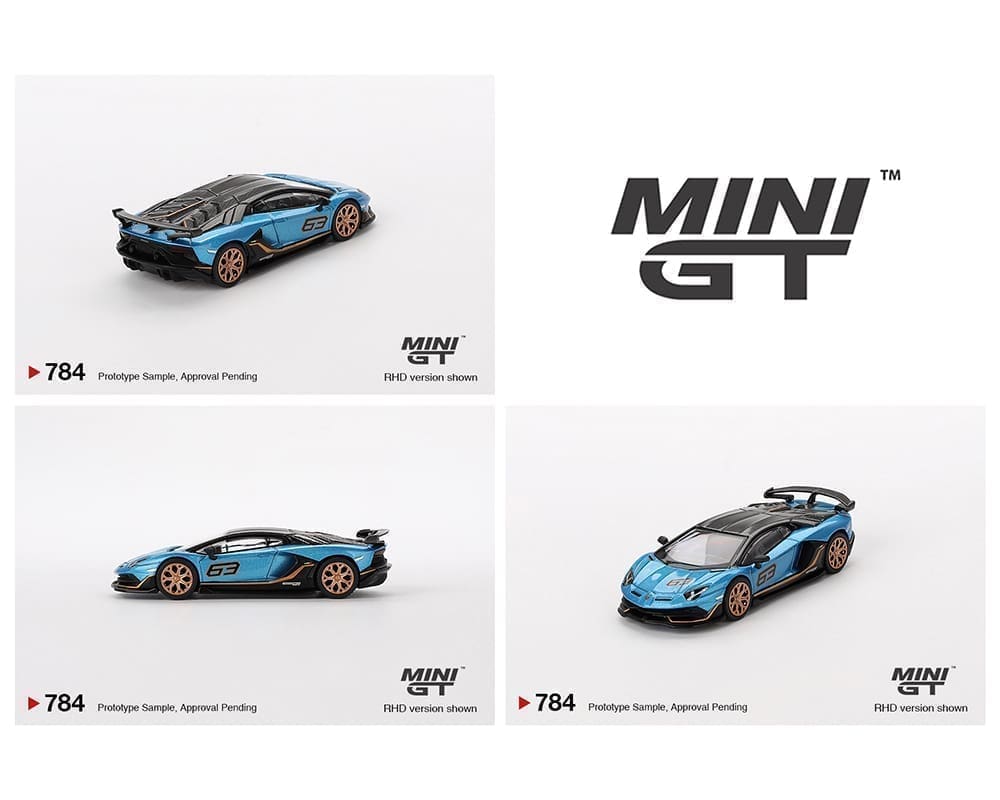 Mini GT 1:64 Lamborghini Aventador SVJ 63 – Blu Aegir – Mijo Exclusives