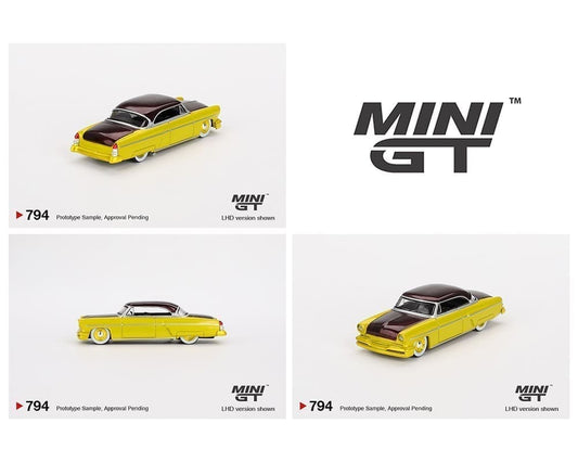 Mini GT 1:64 1954 Lincoln Capri Custom Hot Rod – Lime Yellow – MiJo Exclusives