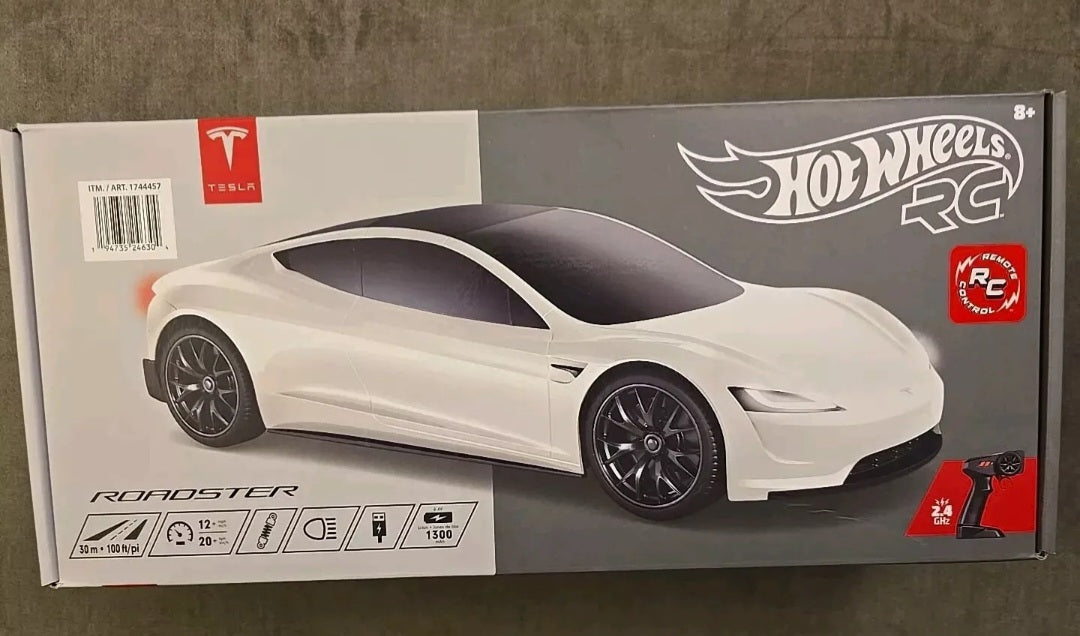 Hot Wheels Tesla Roadster Remote Control RC 1:10 White  NEW