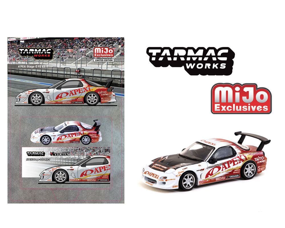 Tarmac Works 1:64 A’PEXi Stage-D FD RX-7 – White – Global64 – MiJo Exclusives