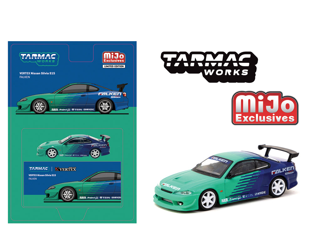 Tarmac Works 1:64 VERTEX Nissan Silvia S15 Falken Livery – Blue – Global64