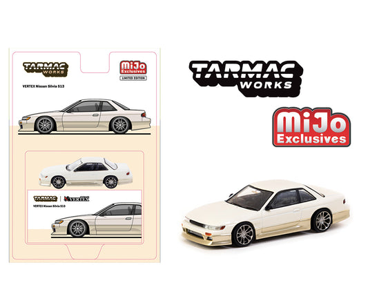 Tarmac Works 1:64 Vertex Nissan Silvia S13 – White – Global64 – Mijo Exclusives