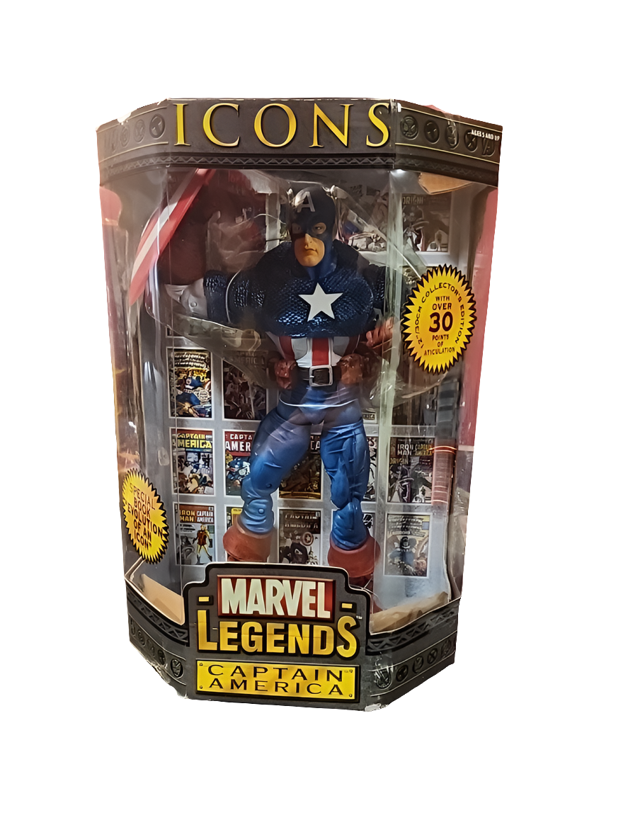 Marvel Legends Icons ~ FIGURA DE ACCIÓN DEL CAPITÁN AMÉRICA (ENMASCARADO) DE 12" ~ Toy Biz MIB