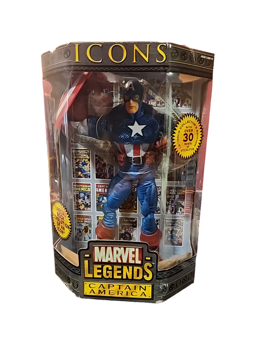 Marvel Legends Icons ~ FIGURA DE ACCIÓN DEL CAPITÁN AMÉRICA (ENMASCARADO) DE 12" ~ Toy Biz MIB