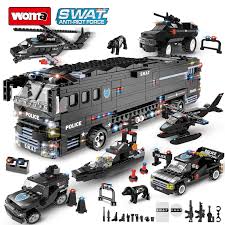 Woma Police Building Blocks City Police Headquarters Boys Puzzle Assemble Police Car Plane Children's Toy Set