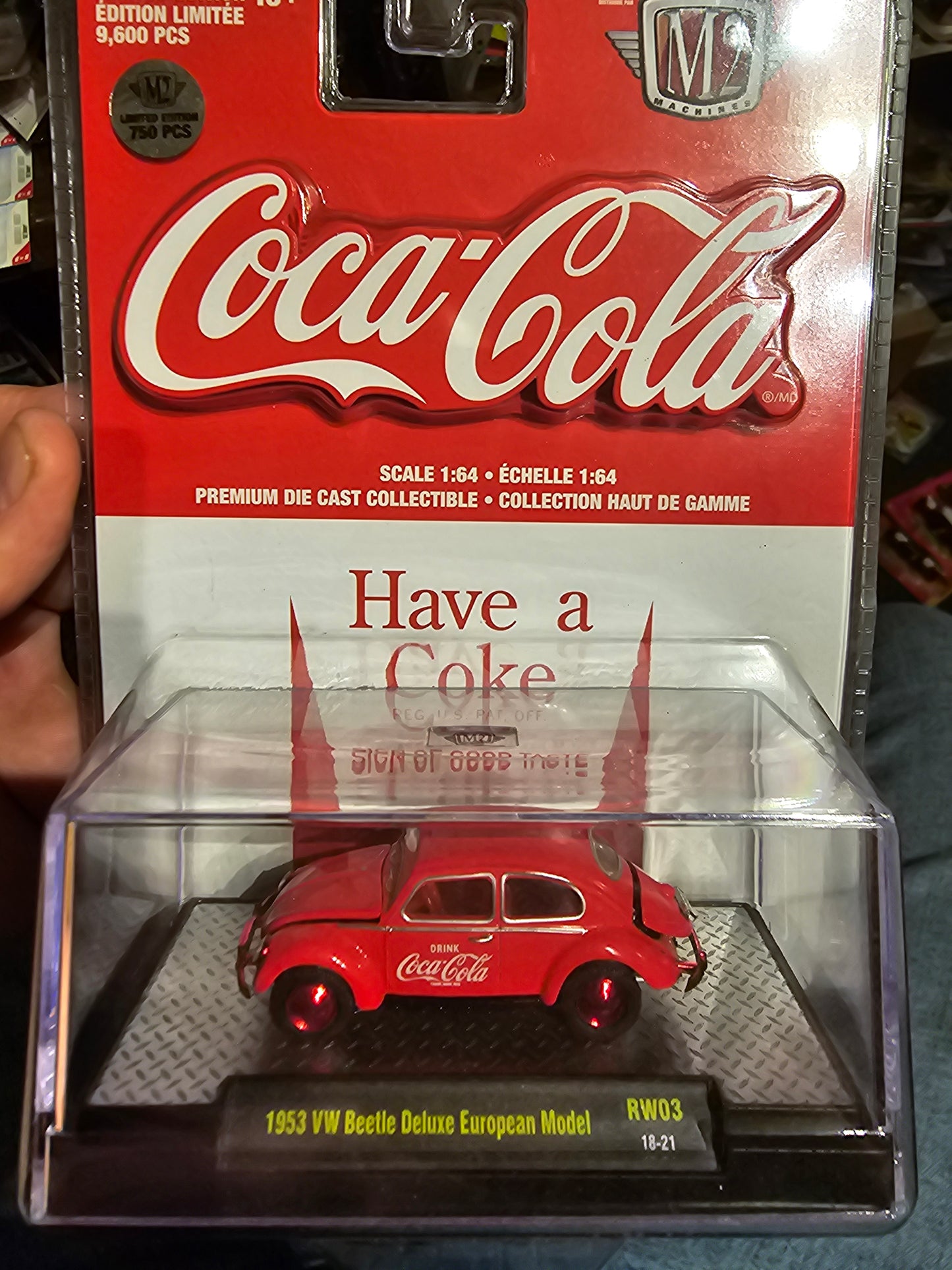 Coca-Cola M2 1953 VW Beetle Deluxe European Model 1:64 Scale Red RW03