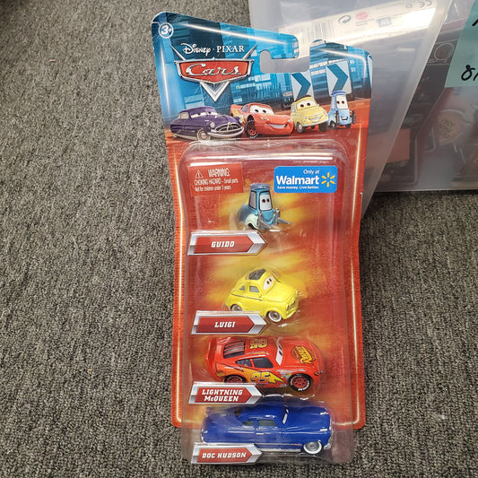 Disney Pixar Cars 4 Pack - Guido, Luigi, Lightning McQueen and Doc Hudson