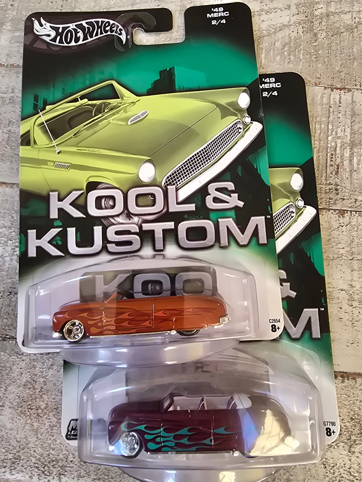 HOT WHEELS 2004 KOOL & KUSTOM SERIES 1949 MERC CONVERTIBLE set of 2