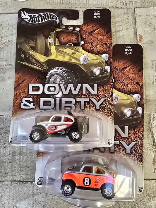 HOT WHEELS DOWN & DIRTY 2/4 VOLKSWAGEN set of 2 MOC Real Rider Tires