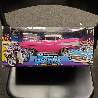 Muscle Machines '57 Chevy 1/18 Pink with Silver Trim 027