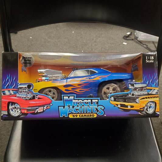 Muscle Machines 1/18 '69 Camaro - Blue with Flames