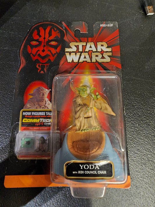 STAR WARS Phantom Menace CommTech YODA ACTION FIGURE 1998 M13