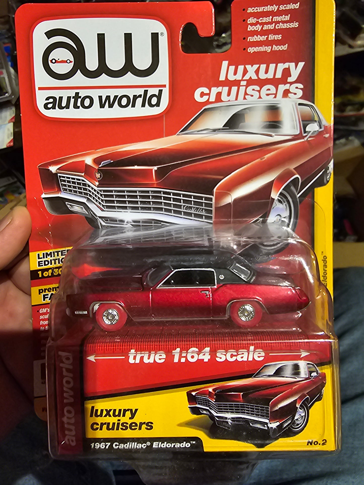 Auto World 1:64 1967 Cadillac Eldorado red Luxury Cruisers Ultra Red look at pic for cond.