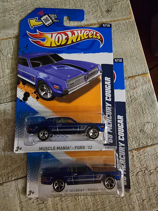 Hot Wheels '68 Mercury Cougar MUSCLE MANIA-FORD '12 9/10 (119/247) 2 wheel varients