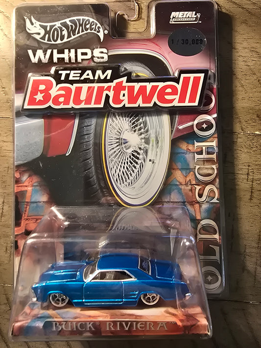 Hot Wheels Whips Team Baurtwell Buick Riviera Blue 1/30000 Blue Metal Collection