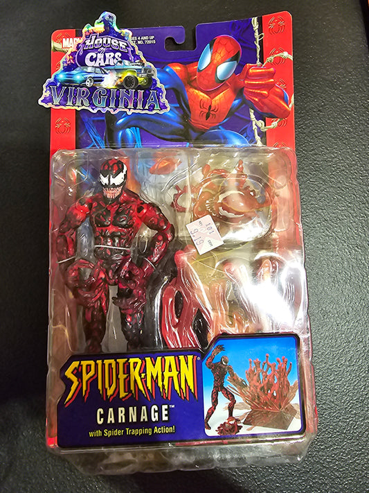 SPIDER-MAN CARNAGE WITH SPIDER TRAPPING ACTION!  RARE ACTION FIGURE