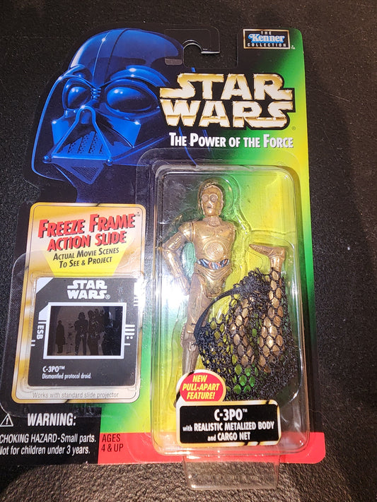 Star Wars Power Of The Force C3PO Freeze Frame Action Slide Green Card J38