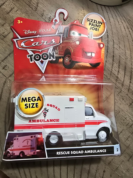 Vtg Retro Disney Pixar Cars Toon Rescue Squad Ambulance Mega Size