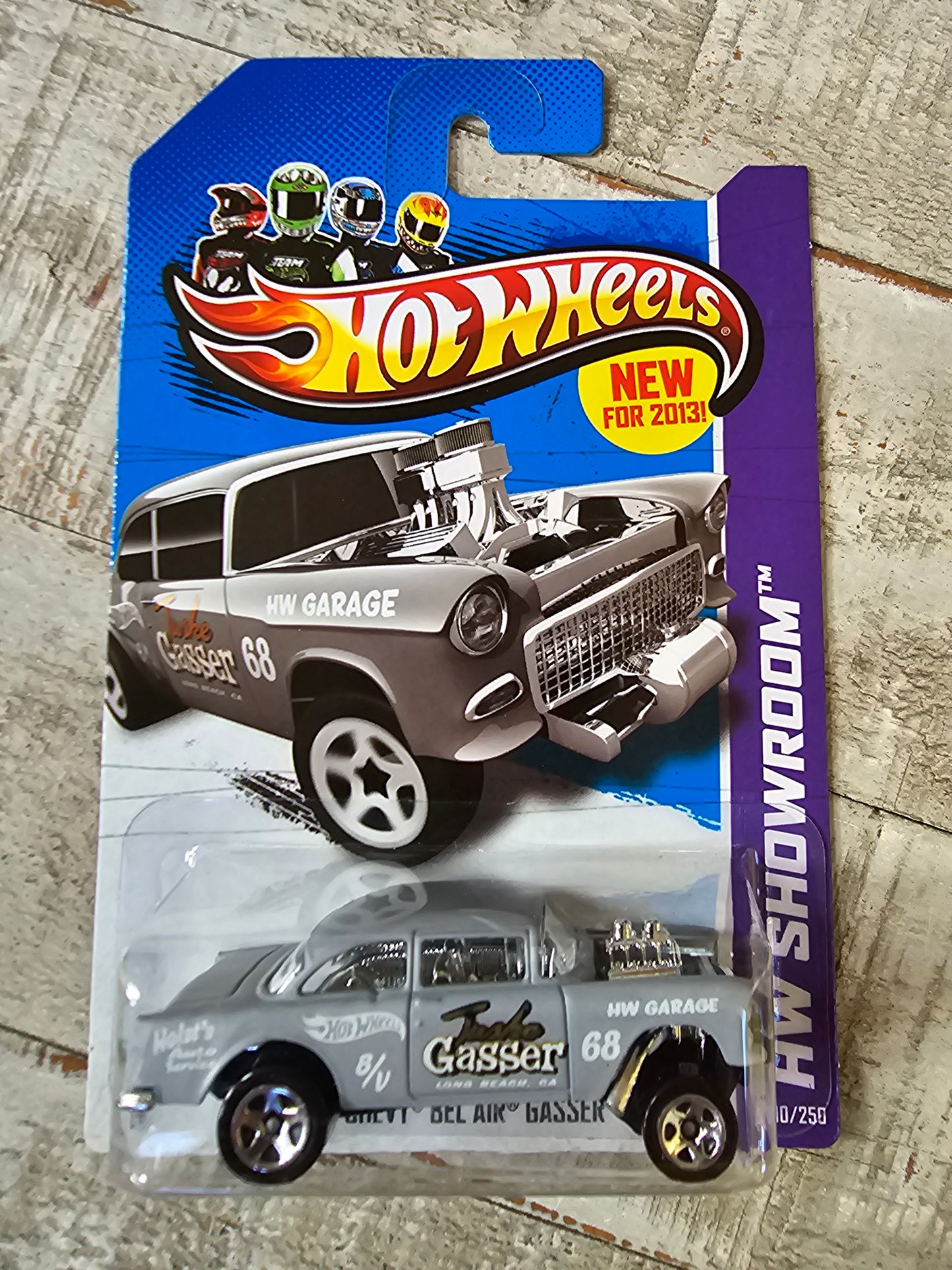 2013 Hot Wheels #190 HW Showroom-American Turbo '55 CHEVY BEL AIR GASSER Gray Mainline