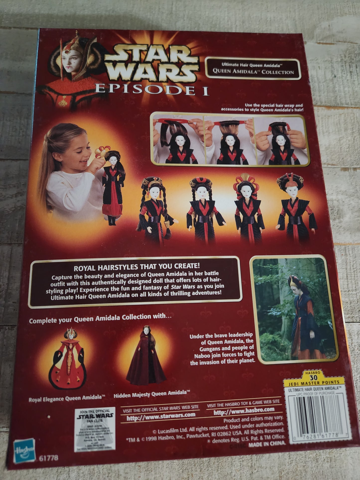 1998 Hasbro Star Wars Episode I PADAME 12" Ultimate Hair Queen Amidala Doll NRFB