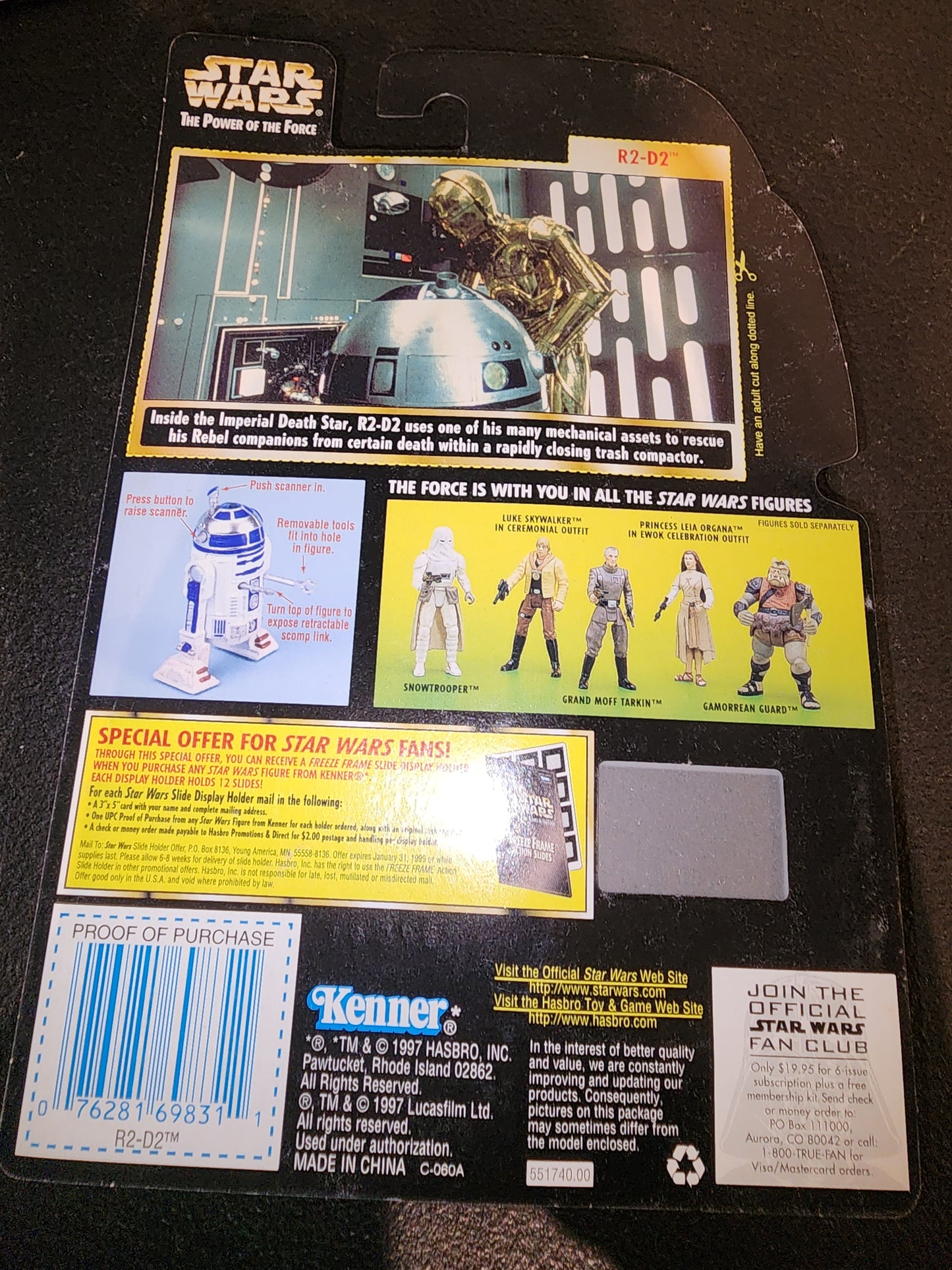 1997 Star Wars Power of The Force Green Card Force Freeze Frame R2-D2 Figure