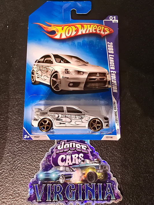 Hot Wheels 2009 Faster Than Ever 1/10  2008 Lancer Evolution White Fte Walmart Mainline