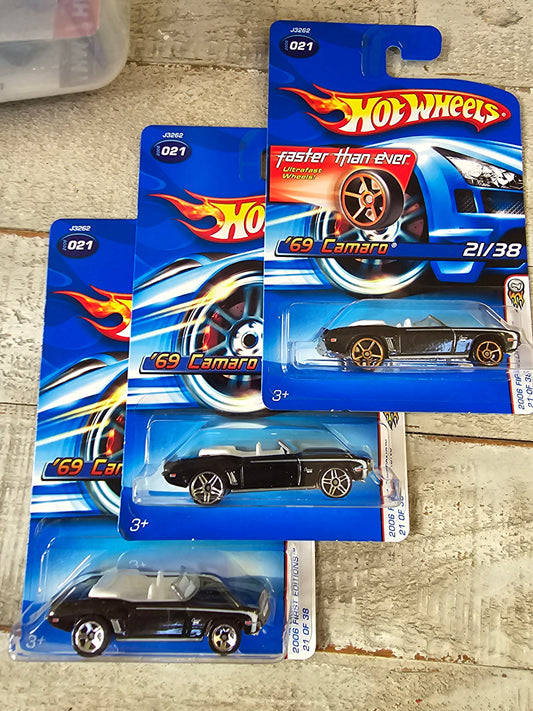 2006 Hot Wheels #21 First Editions 21/38 '69 CAMARO Black Variant w/ 3 Variants Mainline