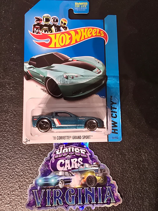 2013 Hot Wheels #24 HW City Night Burnerz 11 Corvette Grand Sport Teal w/ Black