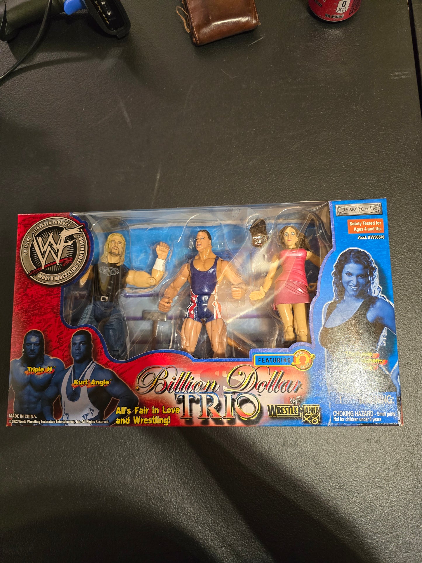 WWF JAKKS BILLION DOLLAR TRIO WRESTLING FIGURE SET WWE HHH KURT ANGLE STEPHANIE