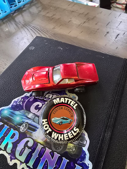 Hot Wheels Redlines 1968 Custom Corvette Orange USA Button NICE!