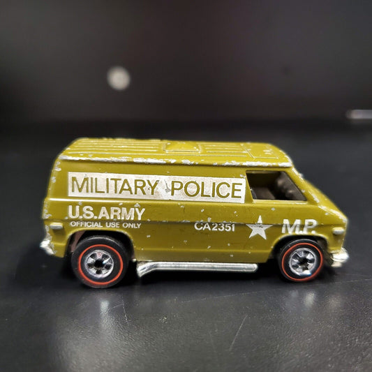 Vintage Hot Wheels Redline 1974 Ejército de EE. UU. MP Policía Militar Super Van Verde