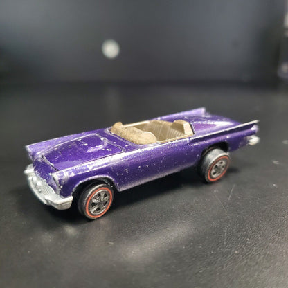 Hot Wheels Redline 1968 Classic 57 T-Bird PÚRPURA con interior marrón Coche suelto original sin restaurar