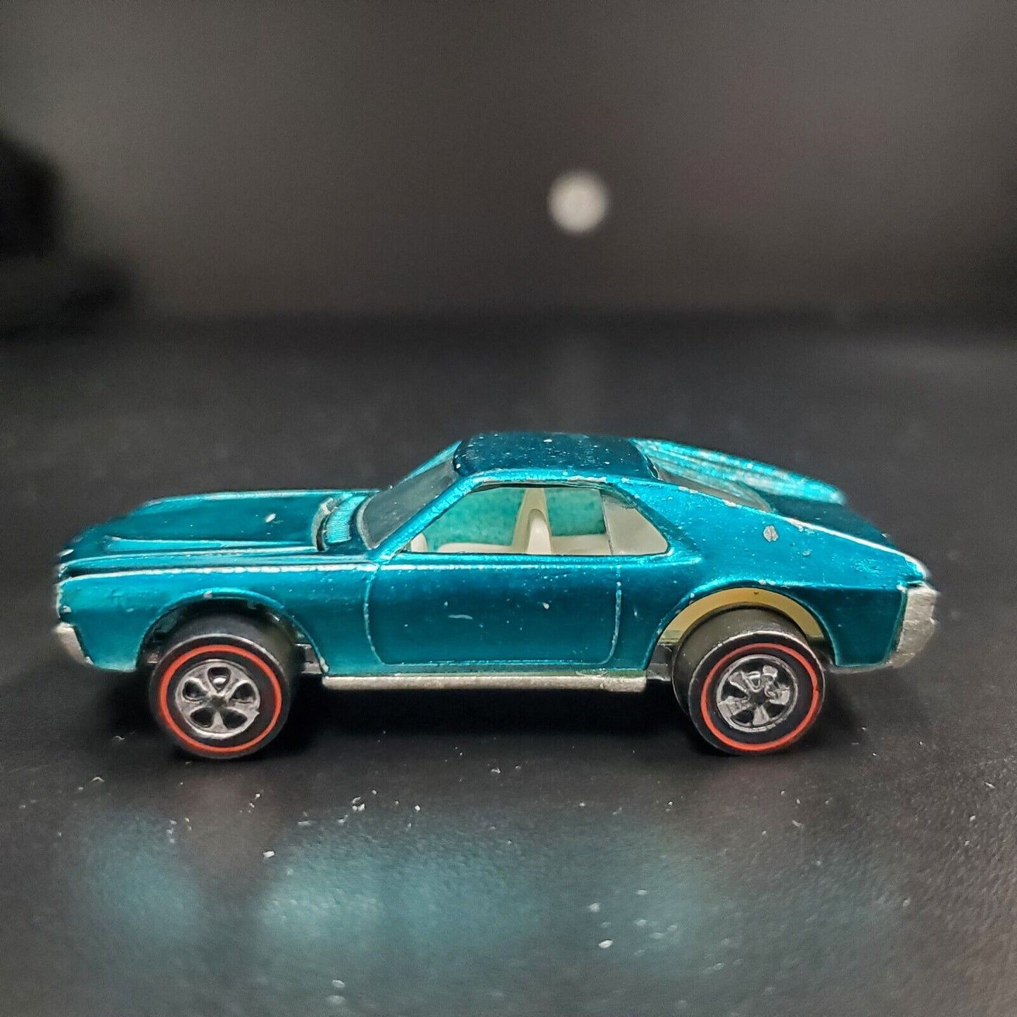 Vintage 1968 Hot Wheels Redline CUSTOM AMX Aqua Green Cream/White Interior