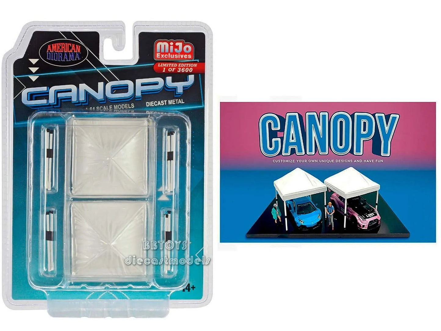 CANOPY 2 PIECE SET WHITE LTD TO 3600 PCS FOR 1/64 SCALE AMERICAN DIORAMA 76523