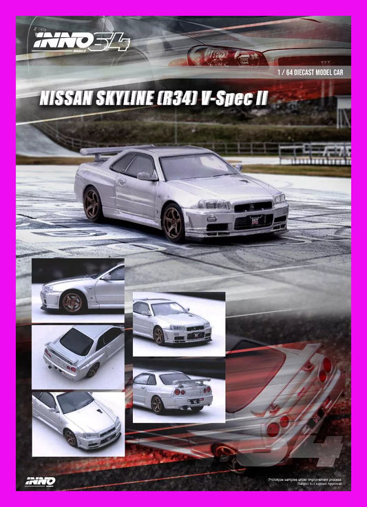 INNO64 NISSAN SKYLINE GT-R (R34) V-Spec II Silver