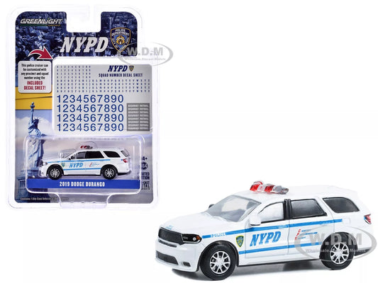 2019 DODGE DURANGO POLICE "NYPD" W/DECALS 1/64 DIECAST MODEL BY GREENLIGHT 42775