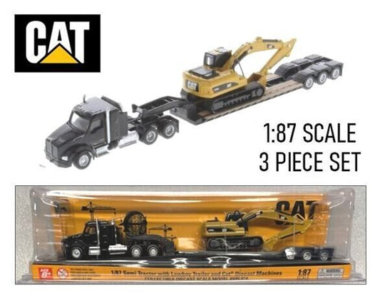 CAT 1:87 Construction Set Kenworth T880s Truck + LowBoy Trailer + 320D Excavator