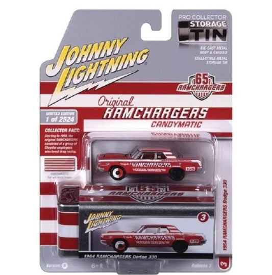 Johnny lightning 1/64 1964 Ramchargers Dodge 330 Red With Tin